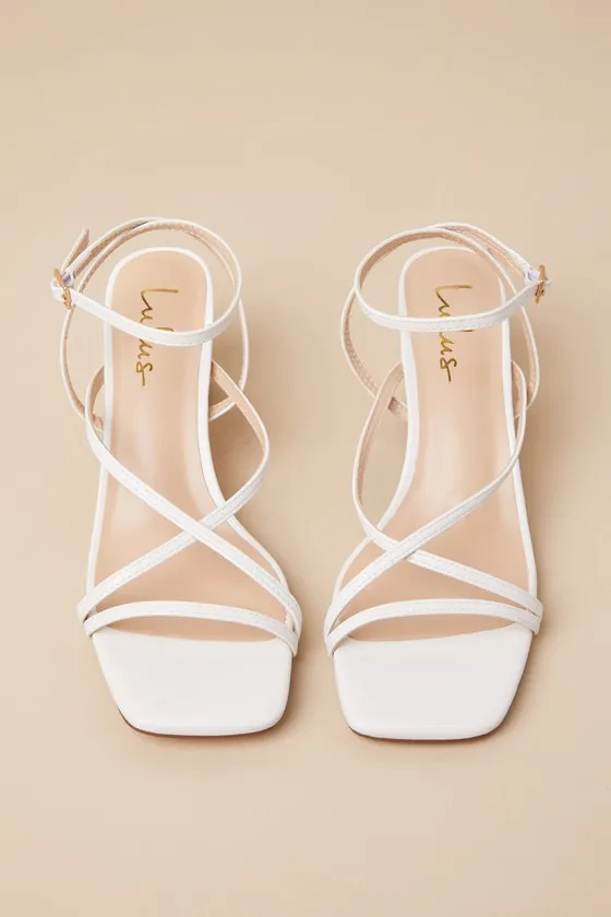Makenna White Strappy Ankle Strap Low Heel Sandals sold by Lulus product image thumbnail 4