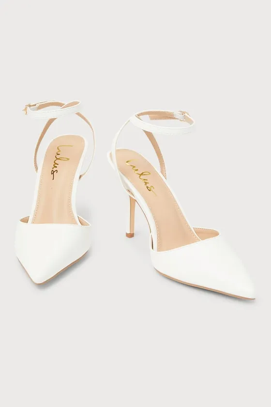 Azalian White Pointed-Toe Ankle Strap Heels sold by Lulus product image thumbnail 2