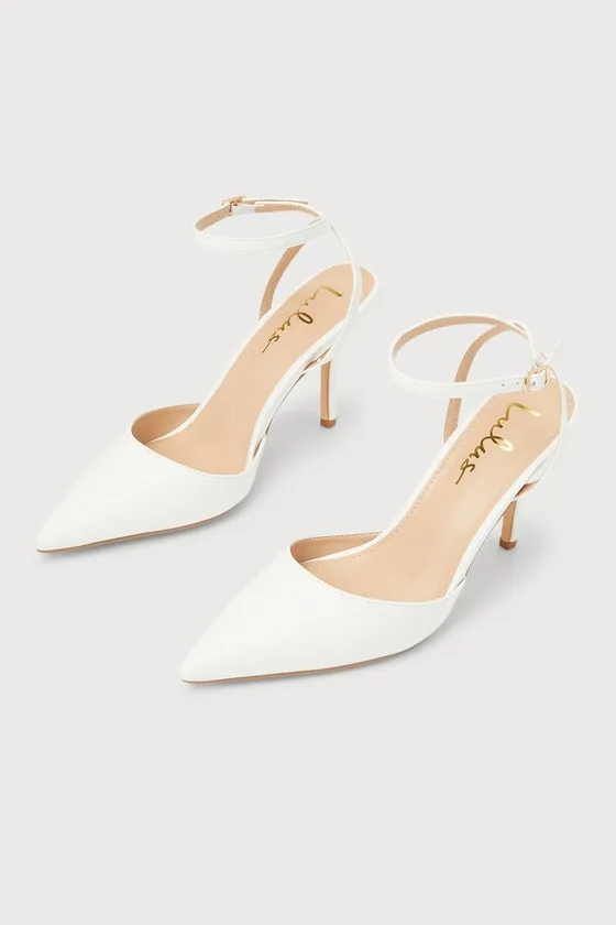 Azalian White Pointed-Toe Ankle Strap Heels sold by Lulus product image thumbnail 3