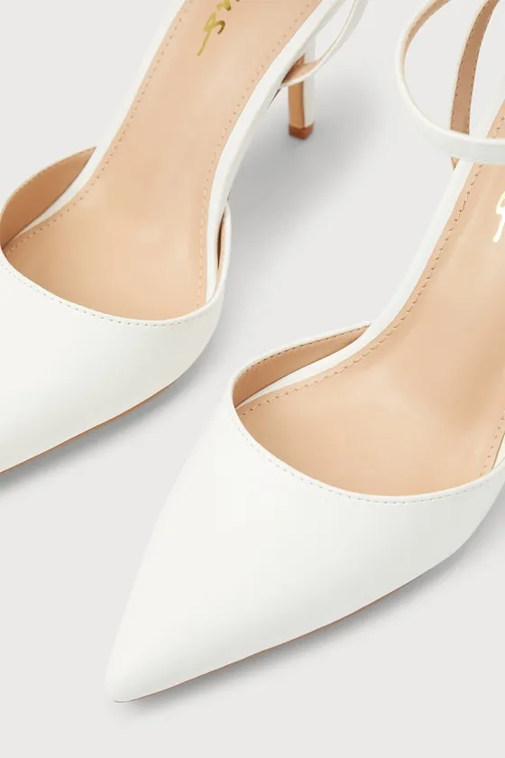 Azalian White Pointed-Toe Ankle Strap Heels sold by Lulus product image thumbnail 4