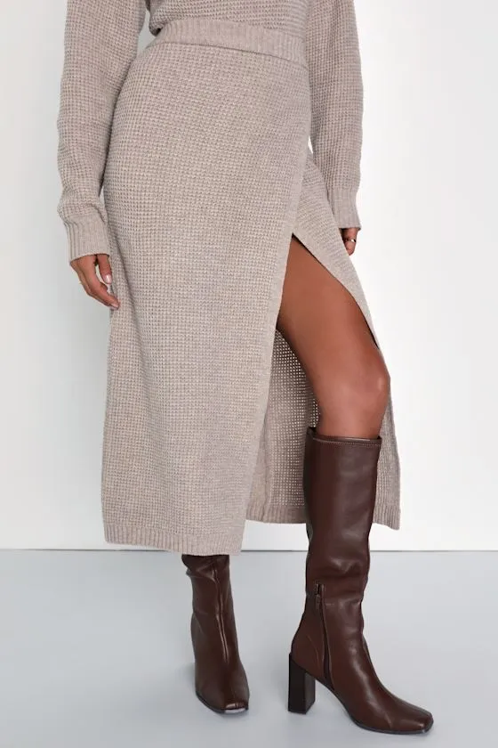Autumn Sweetheart Beige Waffle Knit Two-Piece Sweater Dress sold by Lulus product image thumbnail 3