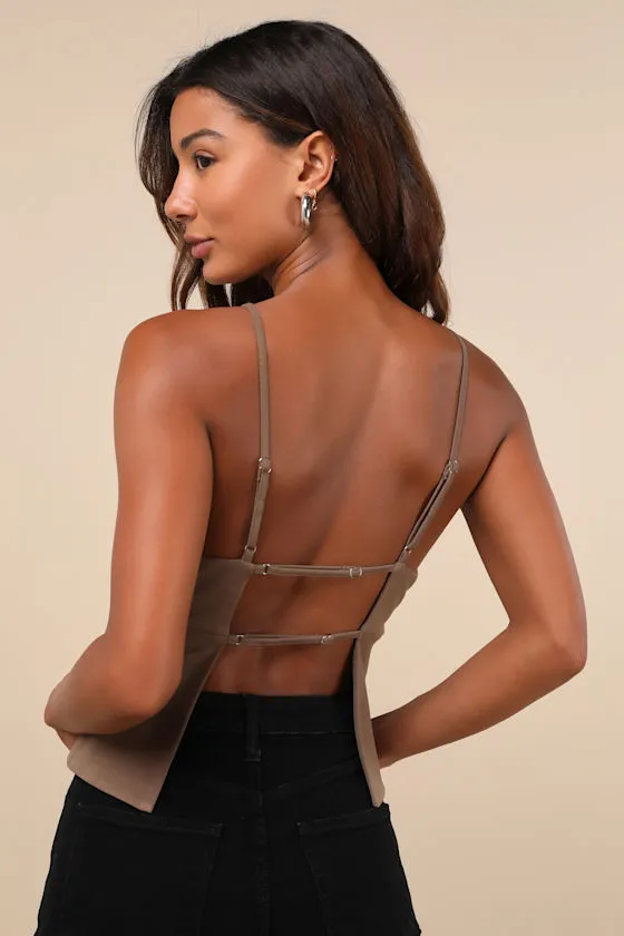 Flirty Mode Light Brown Seamed Backless Tank Top sold by Lulus product image thumbnail 4