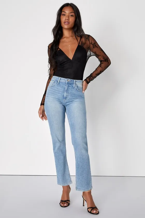Sheer Flirt Black Lace Long Sleeve Bodysuit sold by Lulus product image thumbnail 3
