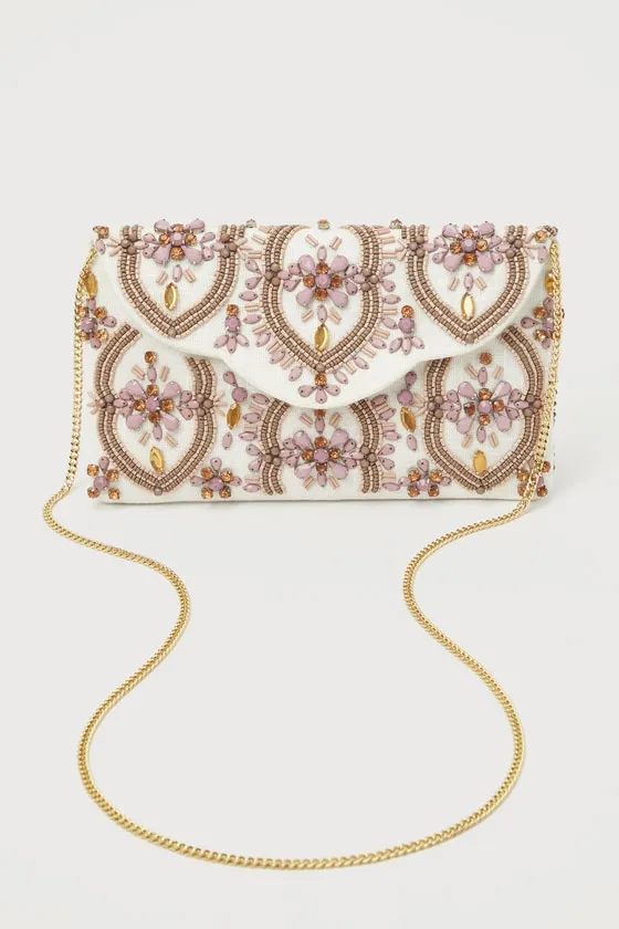 Unrivaled Aesthetic Ivory and Mauve Rhinestone Beaded Clutch sold by Lulus product image thumbnail 3