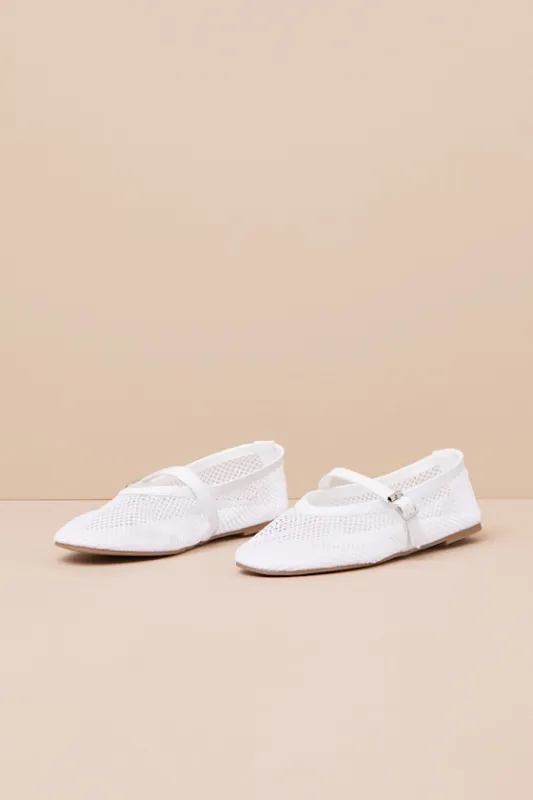 Nolita White Mesh Buckle Ballet Flats sold by Lulus