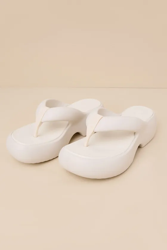 Free Beige Platform Thong Slide Sandals sold by Lulus product image thumbnail 2