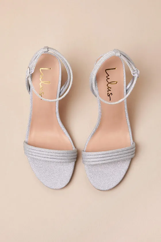 Mabrie Silver Glitter Ankle Strap High Heel Sandals sold by Lulus product image thumbnail 4