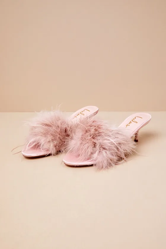 Briggs Blush Feather Low Heel Slide Sandals sold by Lulus product image thumbnail 2