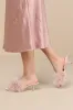 Briggs Blush Feather Low Heel Slide Sandals sold by Lulus