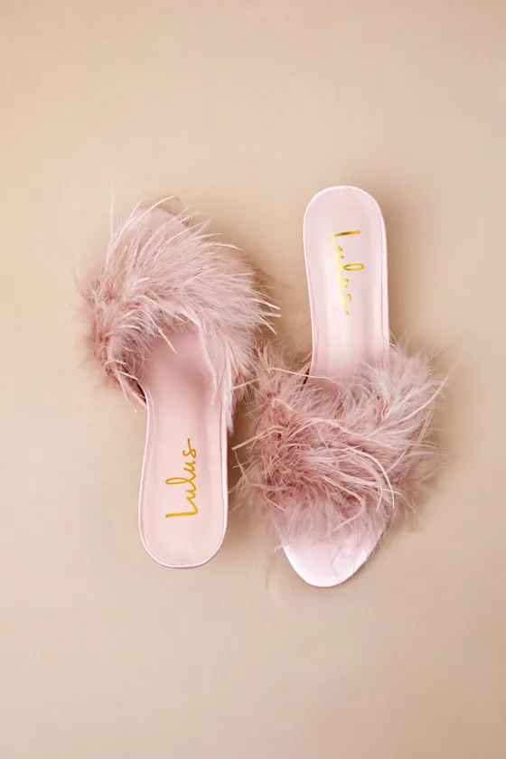Briggs Blush Feather Low Heel Slide Sandals sold by Lulus product image thumbnail 4