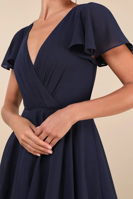 Sincerely Exquisite Navy Blue Short Sleeve Tiered Maxi Dress sold by Lulus product image thumbnail 3