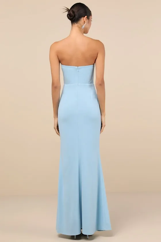 Elegant Finesse Light Blue Pleated Cutout Maxi Dress sold by Lulus product image thumbnail 3