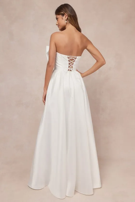 Refined Extravagance White Taffeta Bow Maxi Dress With Pockets sold by Lulus product image thumbnail 2