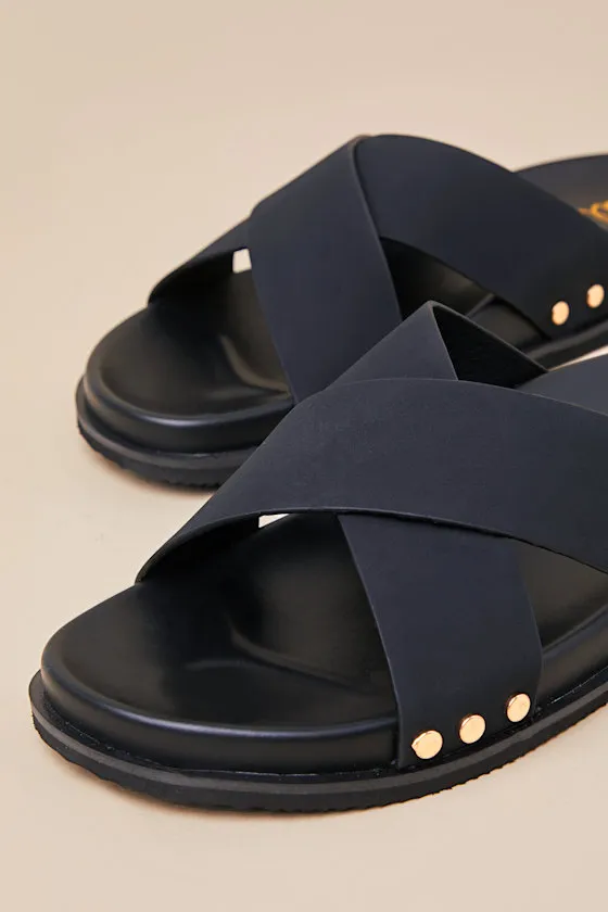 Sevyn Black Studded Slide Sandals sold by Lulus product image thumbnail 4