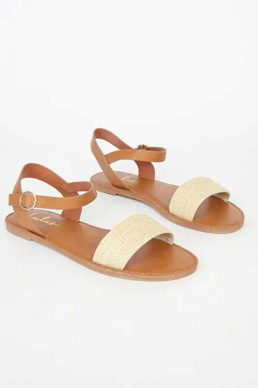 Hearts and Hashtags Natural Raffia Flat Sandals sold by Lulus