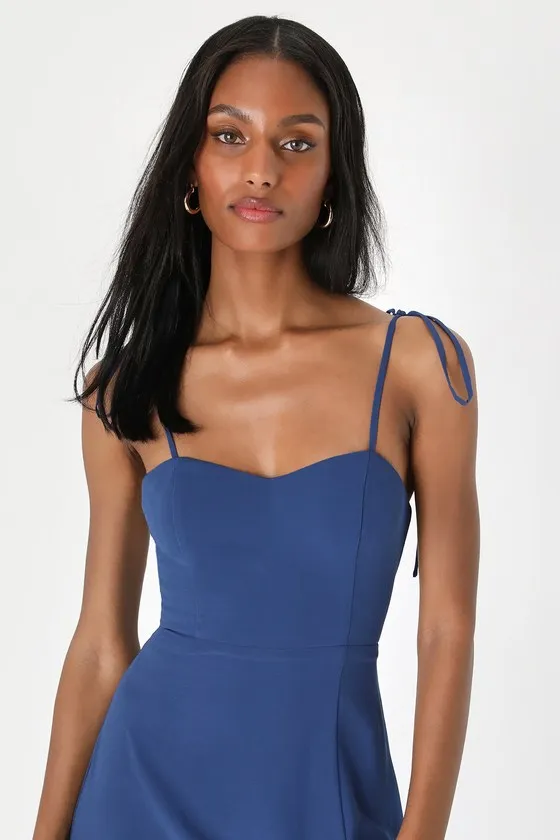 Darling Devotion Dark Blue Tie-Strap Maxi Dress sold by Lulus product image thumbnail 2