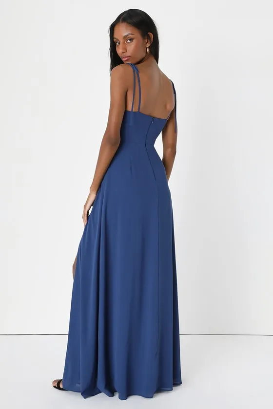 Darling Devotion Dark Blue Tie-Strap Maxi Dress sold by Lulus product image thumbnail 4