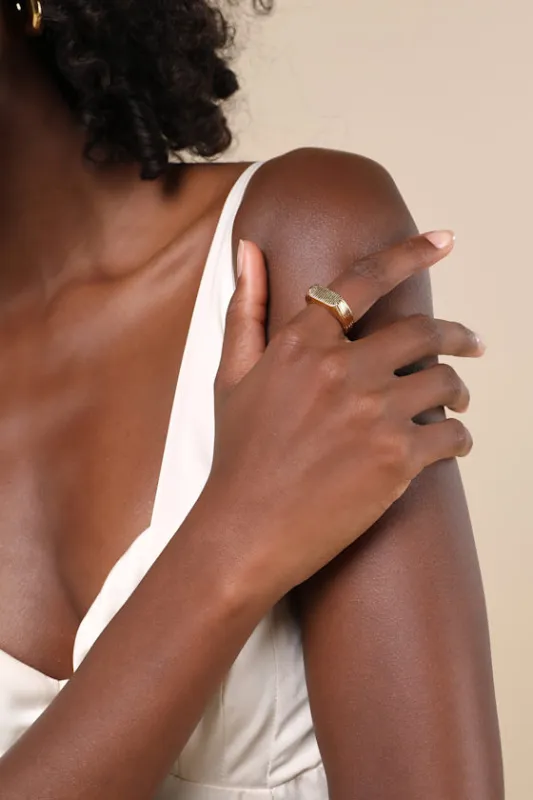 Eternal Sensation Gold Textured Signet Ring sold by Lulus