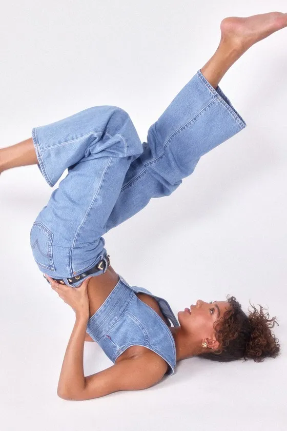 Ribcage Medium Wash Wide-Leg High-Waisted Denim Jeans sold by Lulus product image thumbnail 2