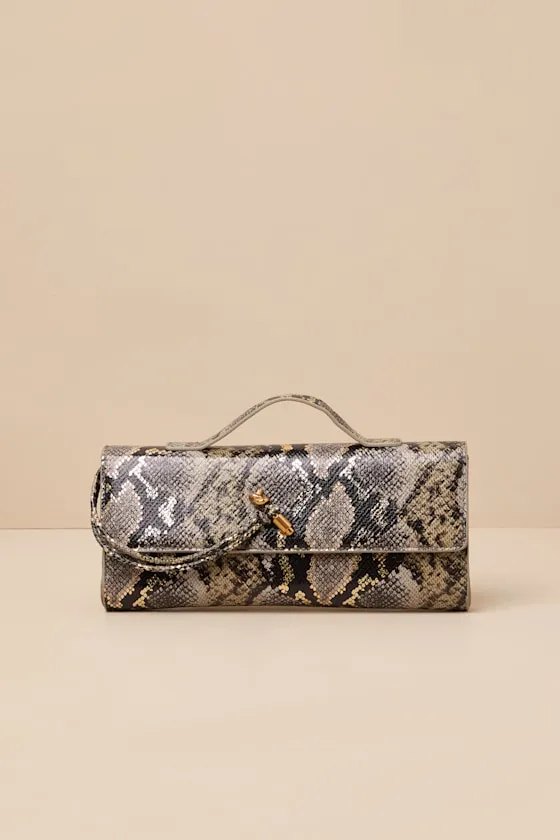 Magella Brown Snake Print Clutch sold by Lulus product image thumbnail 2