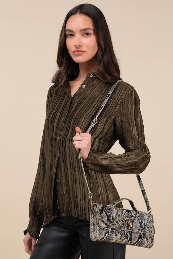 Magella Brown Snake Print Clutch sold by Lulus product image thumbnail 4