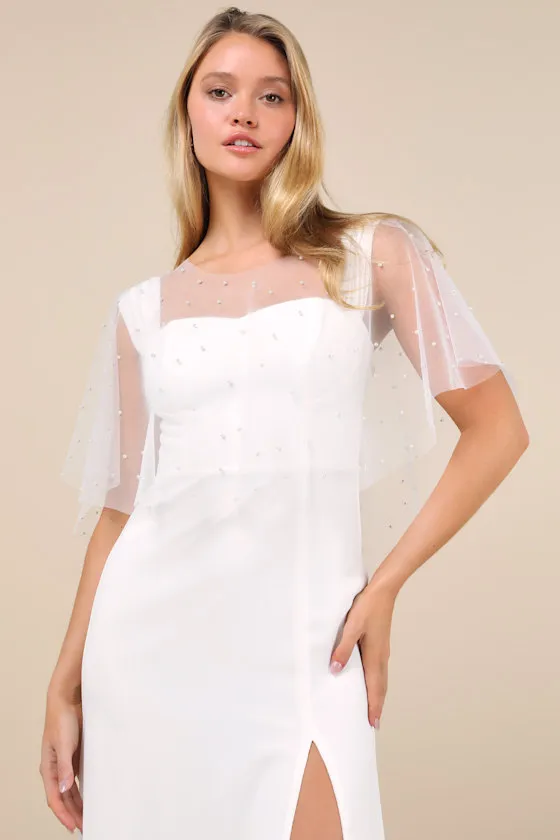 Mellina White Pearl Short Veil Cape sold by Lulus product image thumbnail 2