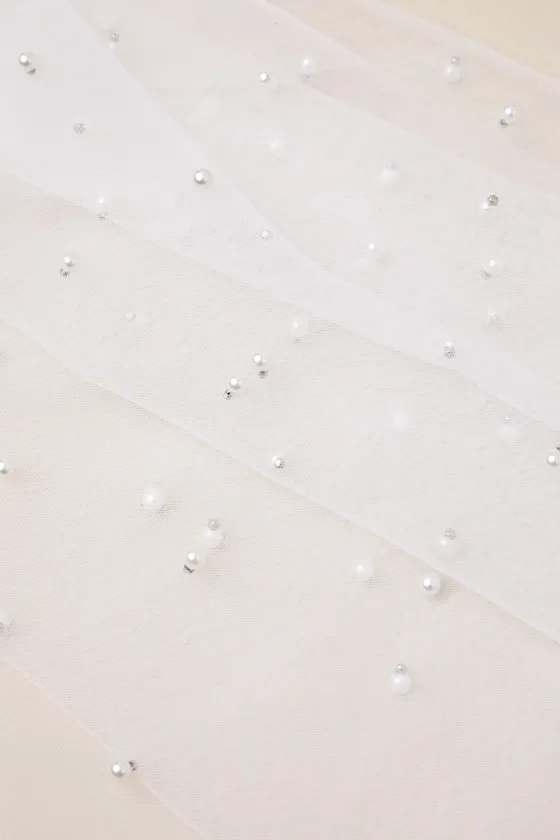 Mellina White Pearl Short Veil Cape sold by Lulus product image thumbnail 3