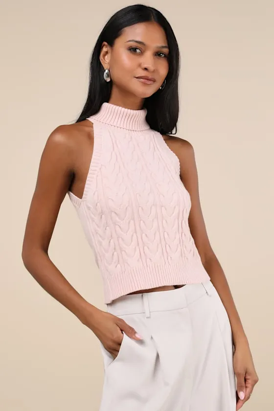 Cutest Consideration Light Pink Turtleneck Halter Top sold by Lulus
