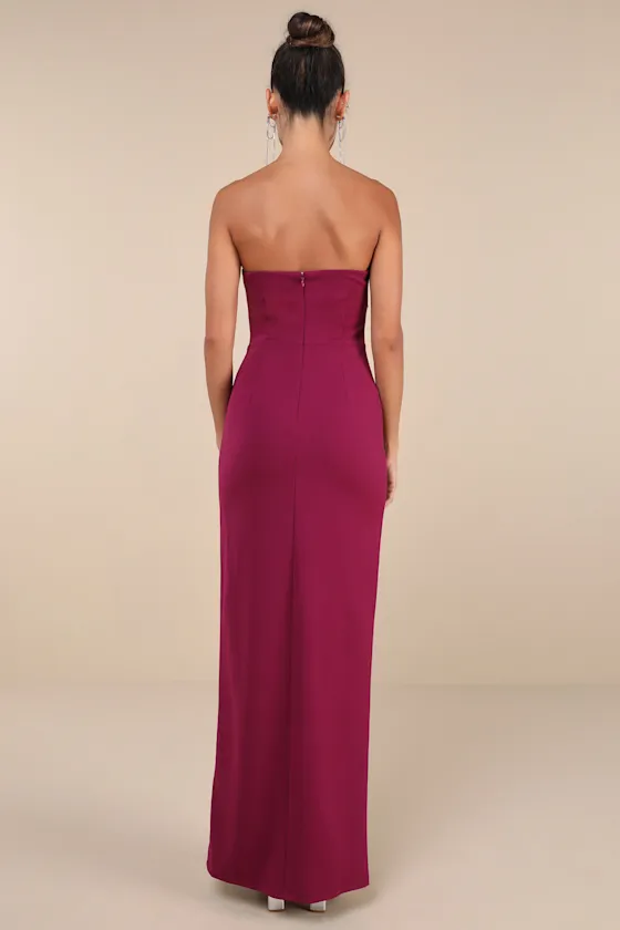 Elevated Sparkle Magenta Rhinestone Strapless Maxi Dress sold by Lulus product image thumbnail 3