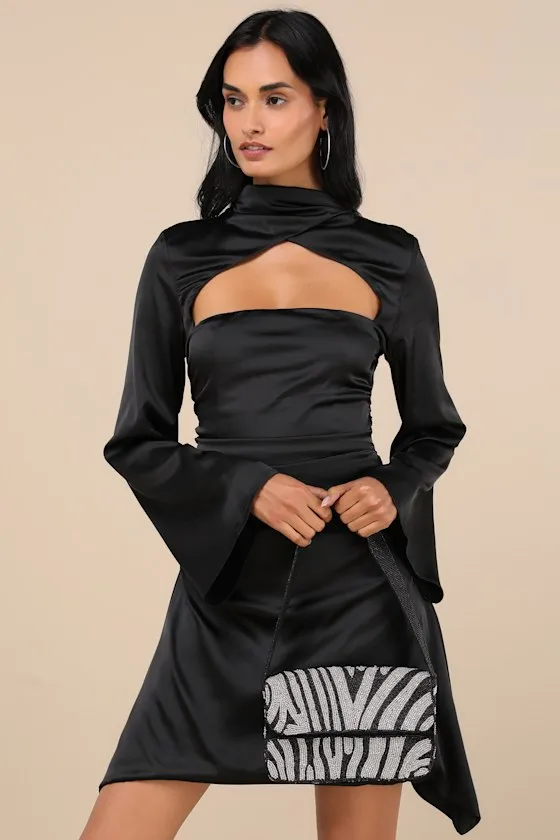 Wild Glamour Black and Silver Zebra Beaded Shoulder Bag sold by Lulus product image thumbnail 2