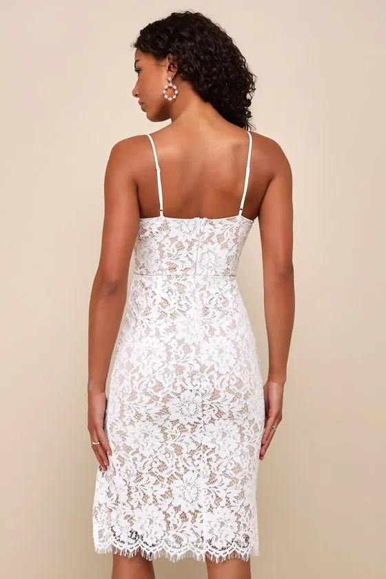 Amazing Allure White Crochet Lace Bodycon Midi Dress sold by Lulus product image thumbnail 3