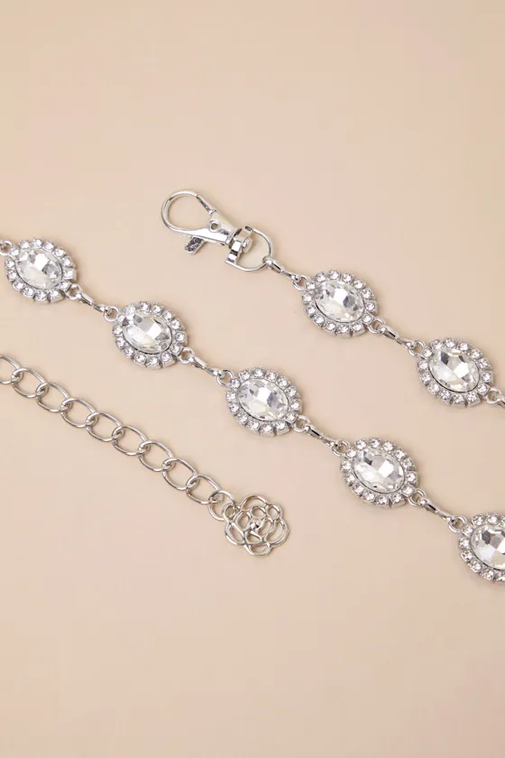 Brilliant Addition Silver Rhinestone Chain Belt sold by Lulus product image thumbnail 4