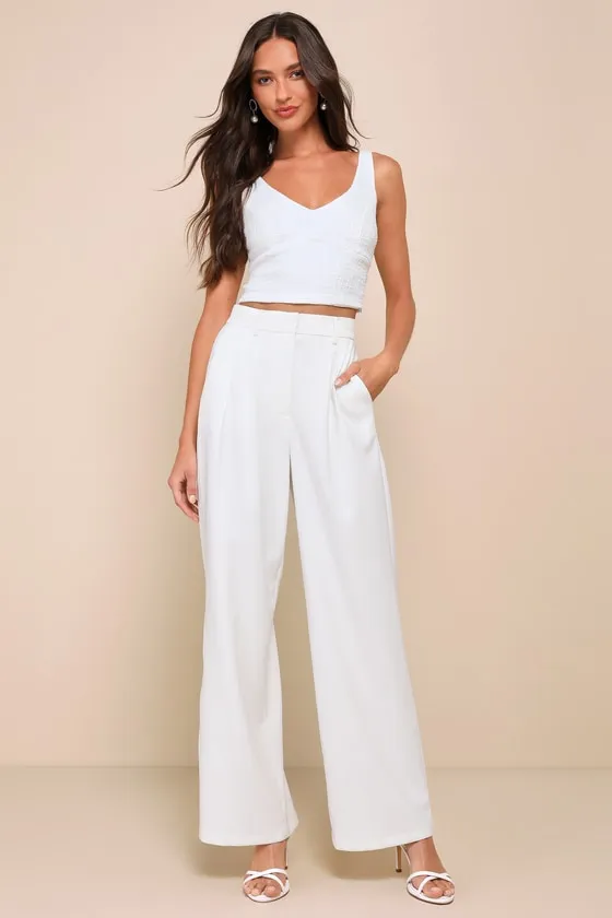 Sunny Sophistication Ivory Tweed Cropped Tank Top sold by Lulus product image thumbnail 3