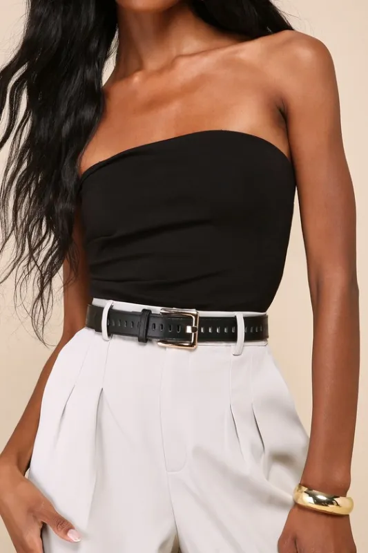 Essential Finish Black Square Buckle Belt sold by Lulus