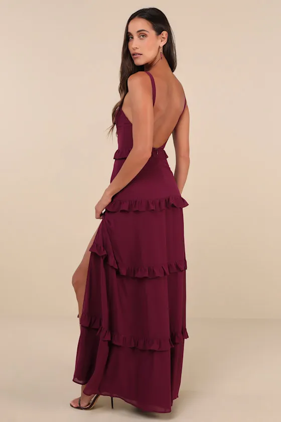 Sincerely Poised Plum Purple Backless Bustier Tiered Maxi Dress sold by Lulus product image thumbnail 2