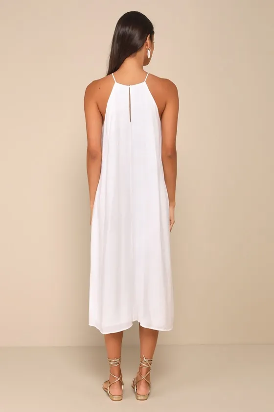Blissful Icon White Textured Beaded Midi Shift Dress sold by Lulus product image thumbnail 4