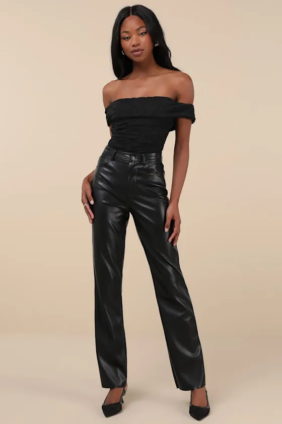 Sultry Whimsy Black Lace Off-the-Shoulder Bodysuit sold by Lulus product image thumbnail 3