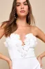 Gorgeous Wonder White 3D Floral Applique Strapless Mini Dress sold by Lulus