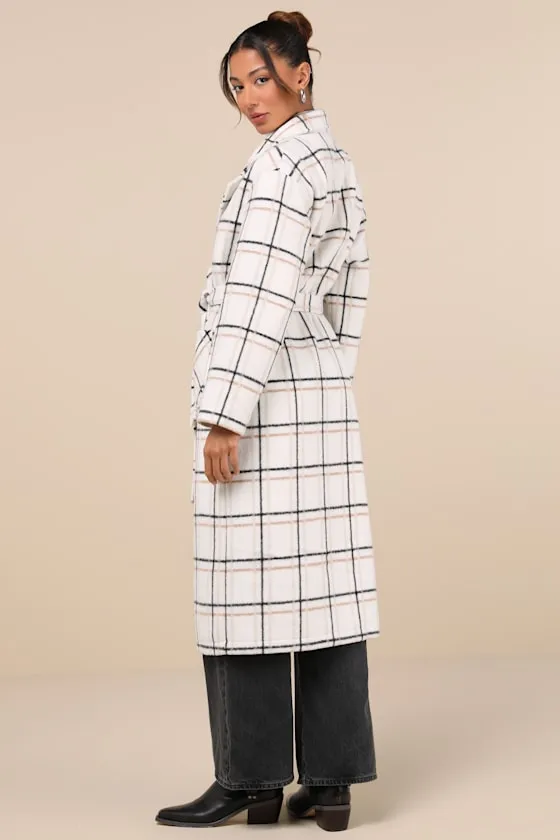Warm Front Ivory Plaid Coat sold by Lulus product image thumbnail 2