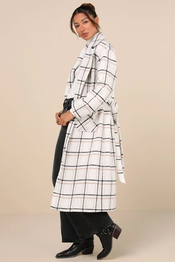 Warm Front Ivory Plaid Coat sold by Lulus product image thumbnail 3