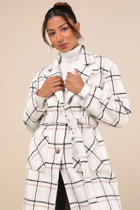 Warm Front Ivory Plaid Coat sold by Lulus product image thumbnail 4