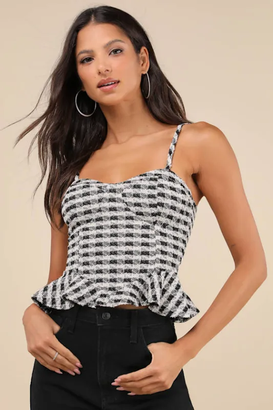 Curated Attitude Black Plaid Bustier Top sold by Lulus