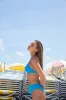 Set for Vacay Blue Ribbed High-Waisted Bikini Bottoms sold by Lulus
