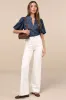 Contemporary Crush Dark Blue Chambray Puff Sleeve Button-Up Top sold by Lulus