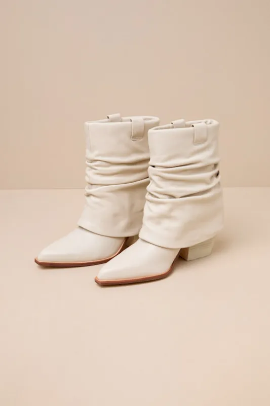 Savella Chalk Sheep Nappa Leather Slouchy Western Booties made by Lulus