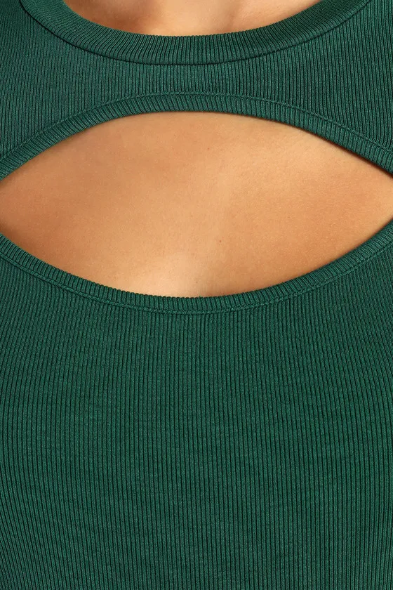 Flirty Little Secret Emerald Green Ribbed Cutout Long Sleeve Top sold by Lulus product image thumbnail 4