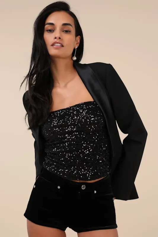 Enviable Icon Black Velvet Shorts sold by Lulus