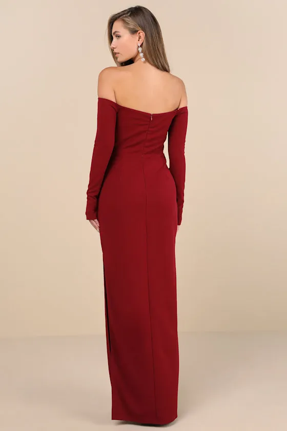 Stunning Excellence Burgundy Off-the-Shoulder Maxi Dress sold by Lulus product image thumbnail 2