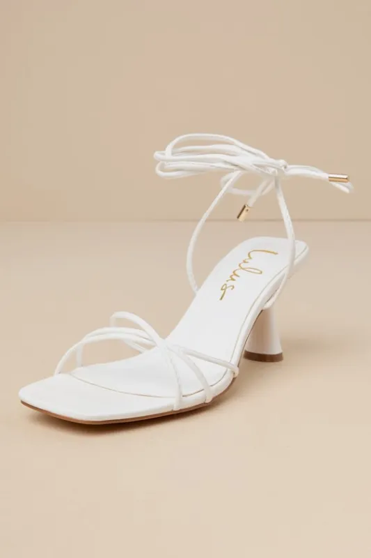 Findlay White Lace-Up High Heel Sandals sold by Lulus