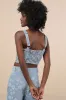 Poised Premise Medium Wash Floral Jacquard Crop Top sold by Lulus